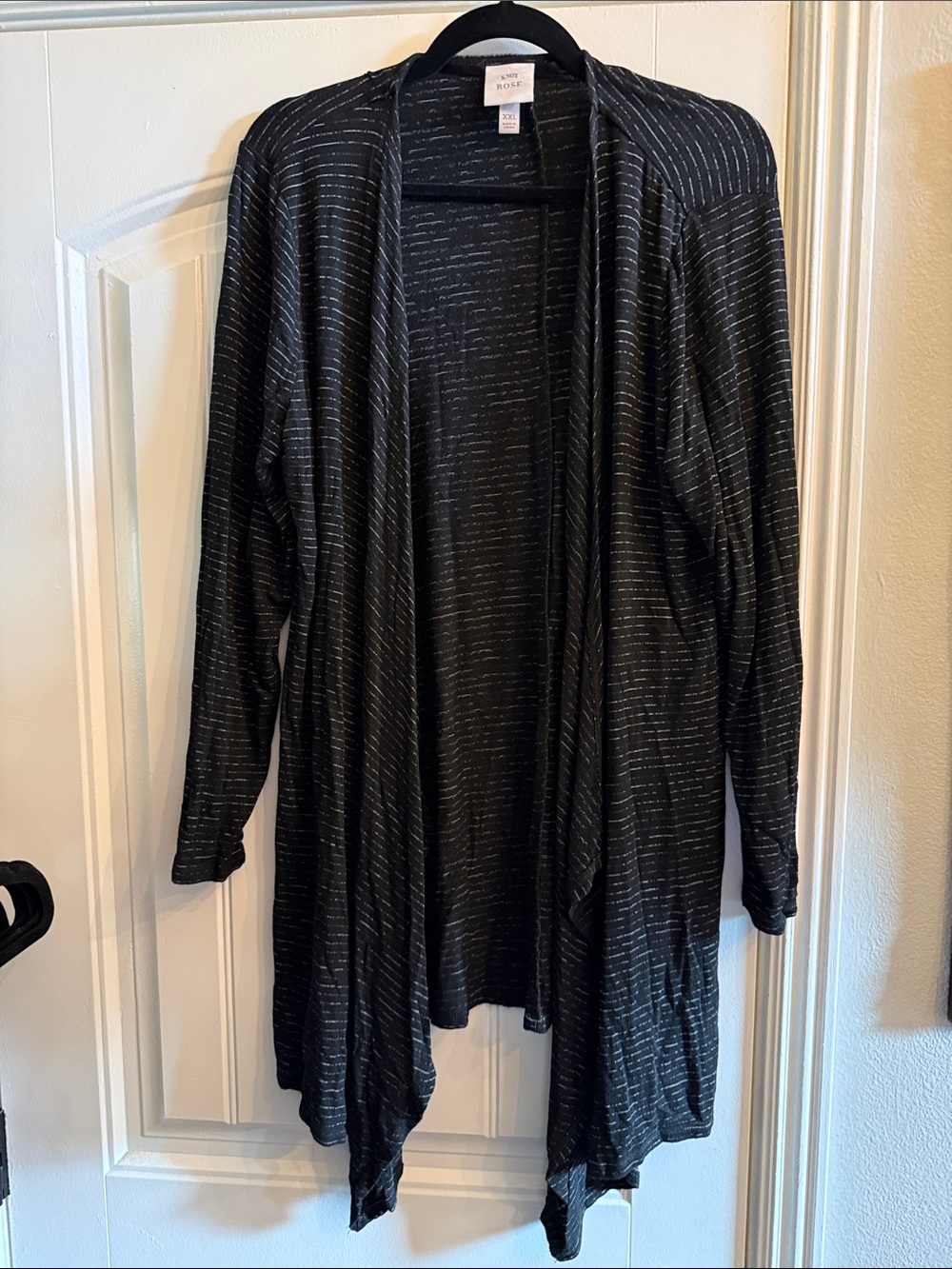 Knox Rose Black Heathered Open-Front Cardigan